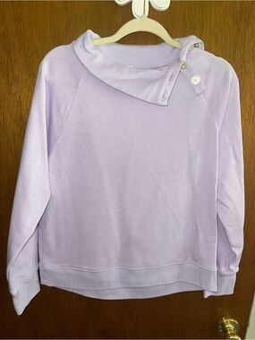 Jcrew Lilac Purple Button-Neck Pullover Sweatshirt